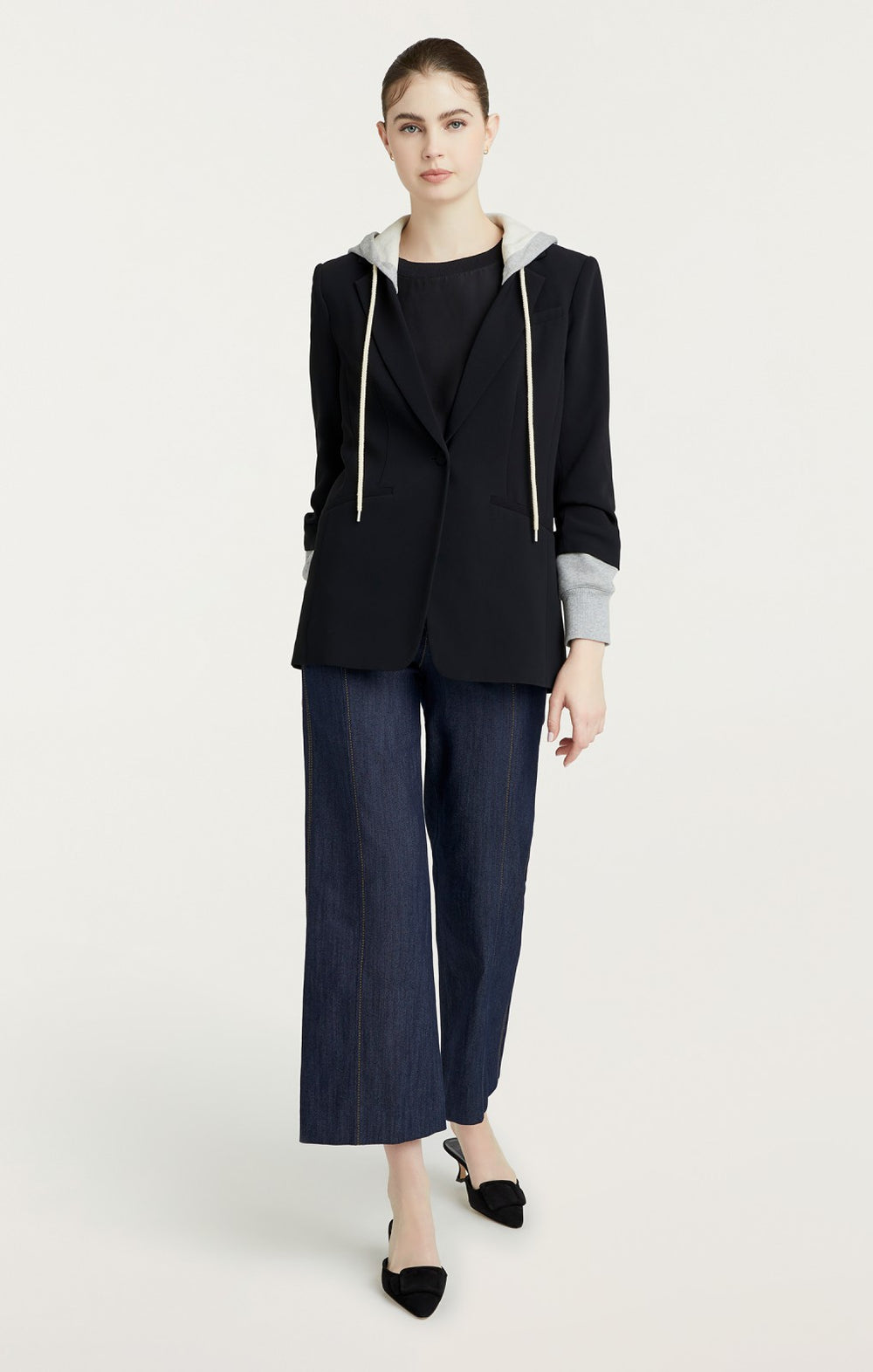 Women Hooded Khloe Blazer Black/Heather Grey