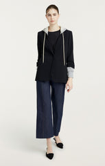 Women Hooded Khloe Blazer Black/Heather Grey