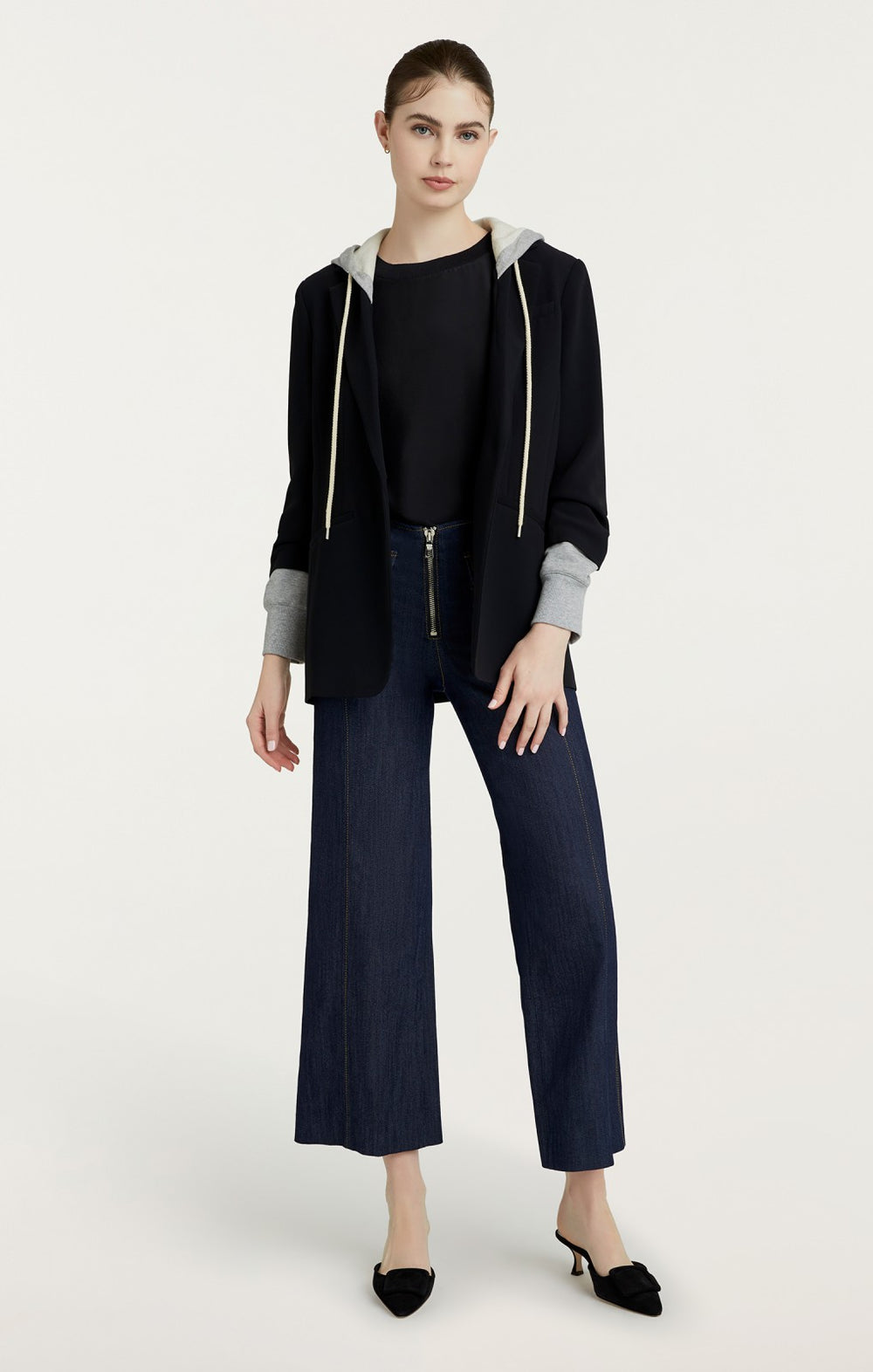 Women Hooded Khloe Blazer Black/Heather Grey