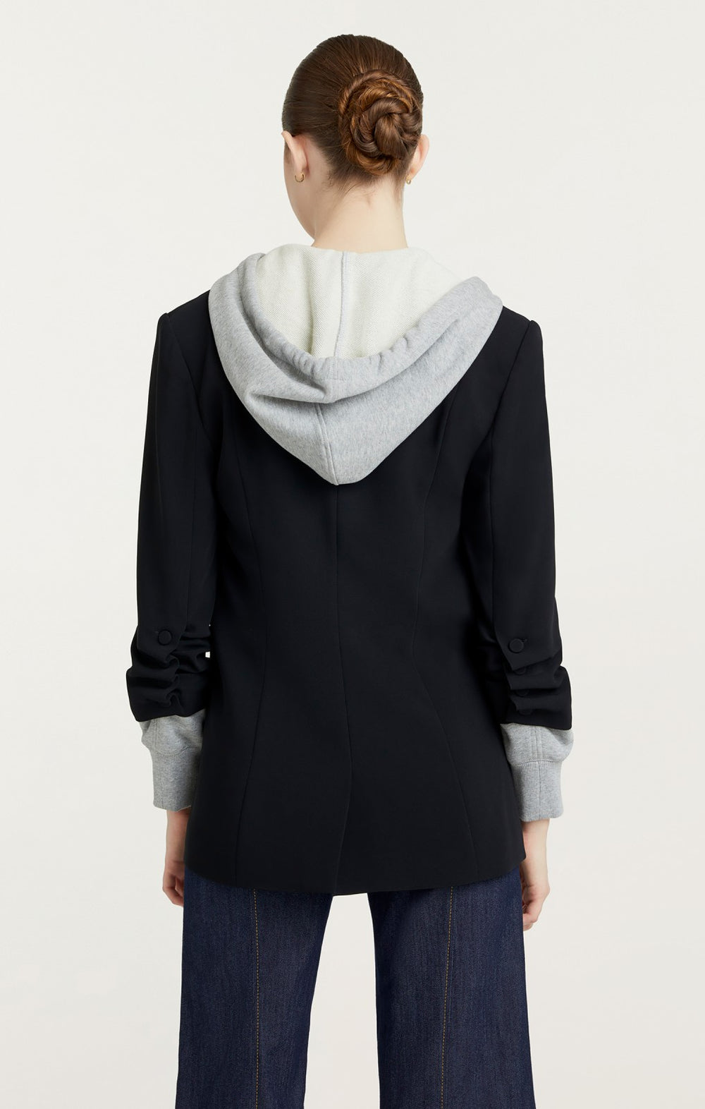 Women Hooded Khloe Blazer Black/Heather Grey