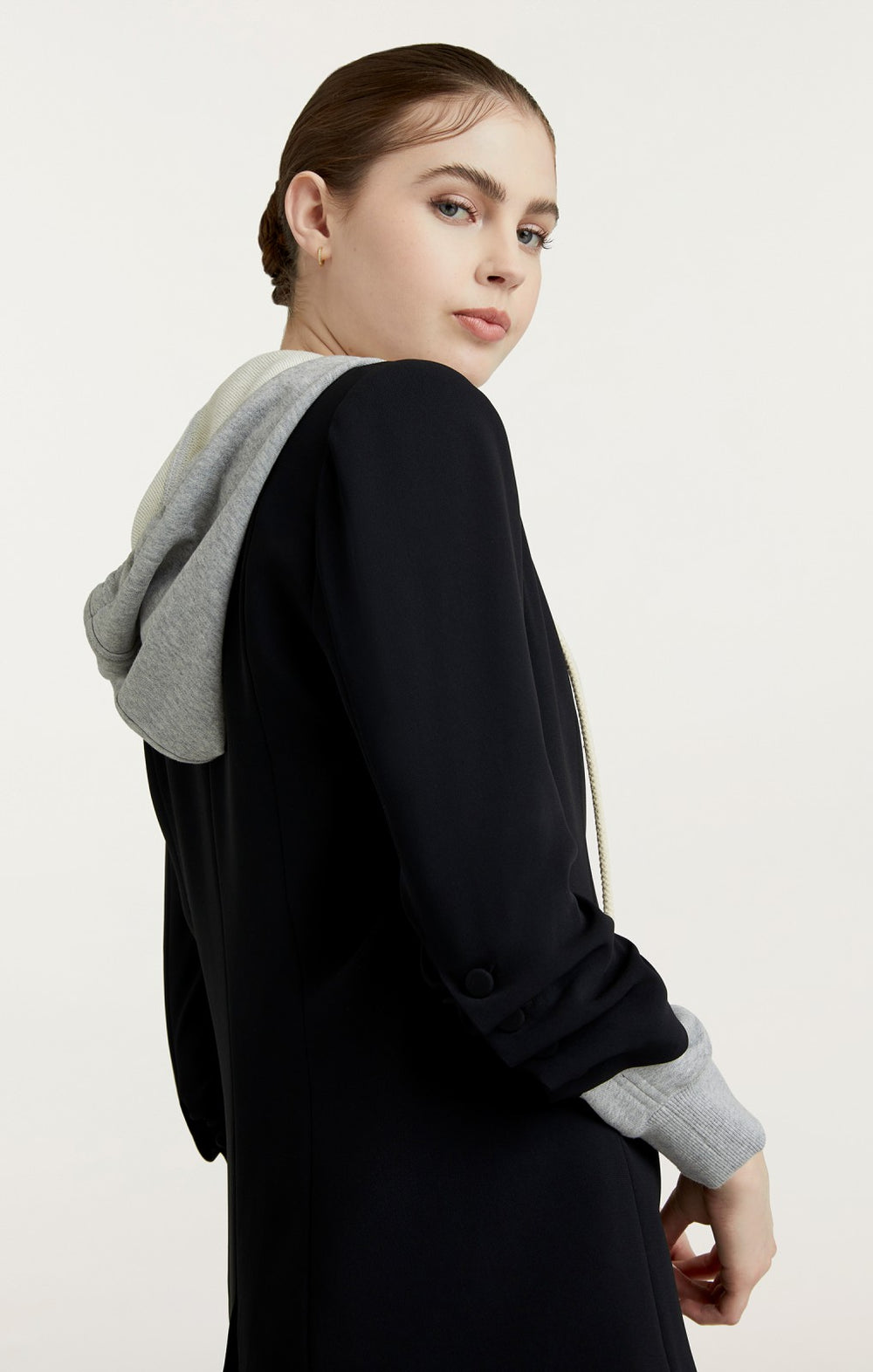 Women Hooded Khloe Blazer Black/Heather Grey