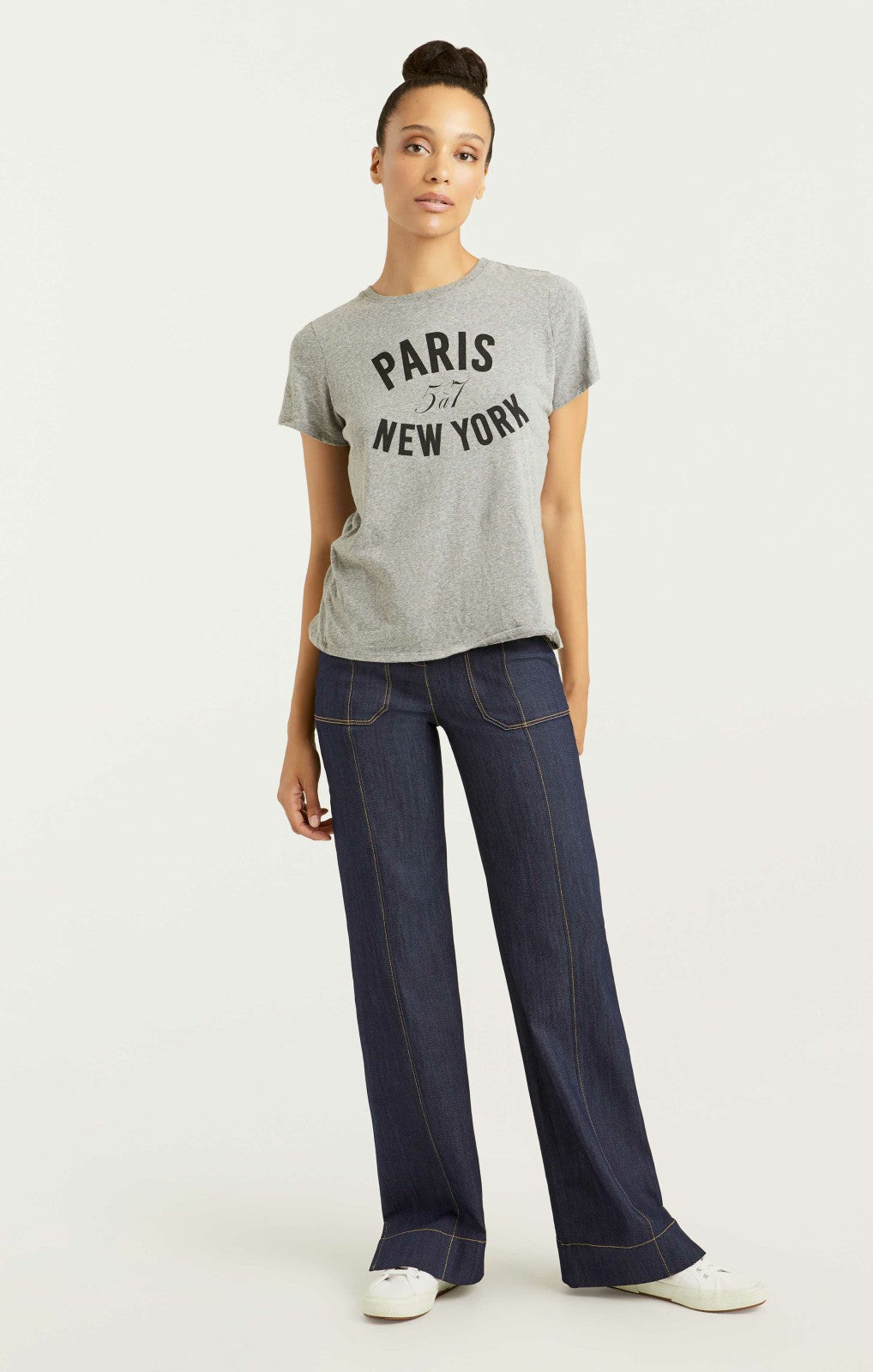 Women Paris New York Tee Heather Grey/Black