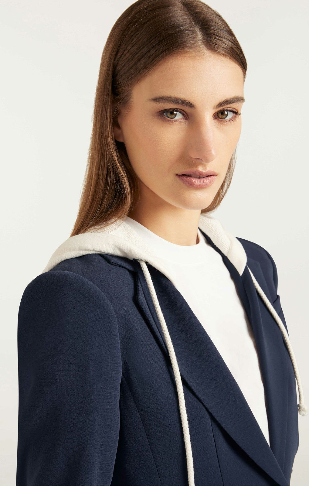 Women Hooded Khloe Blazer Navy/Ivory