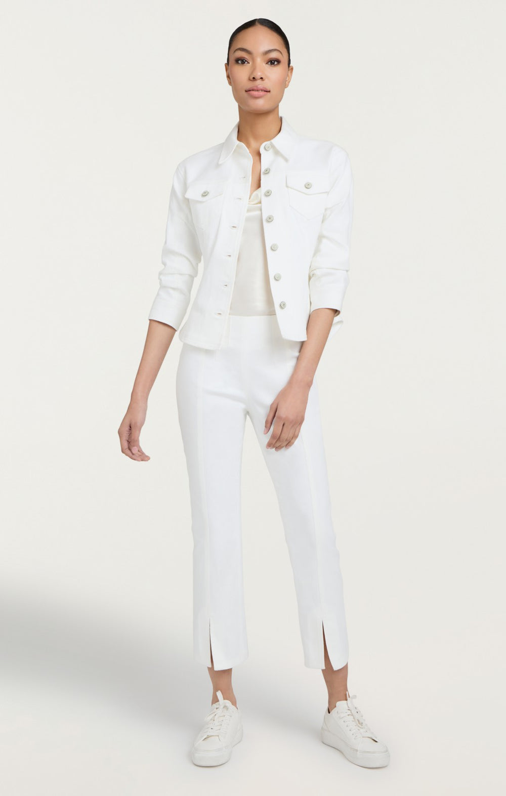 Women Denim Scrunched Canyon Jacket White