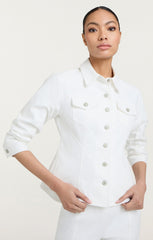 Women Denim Scrunched Canyon Jacket White
