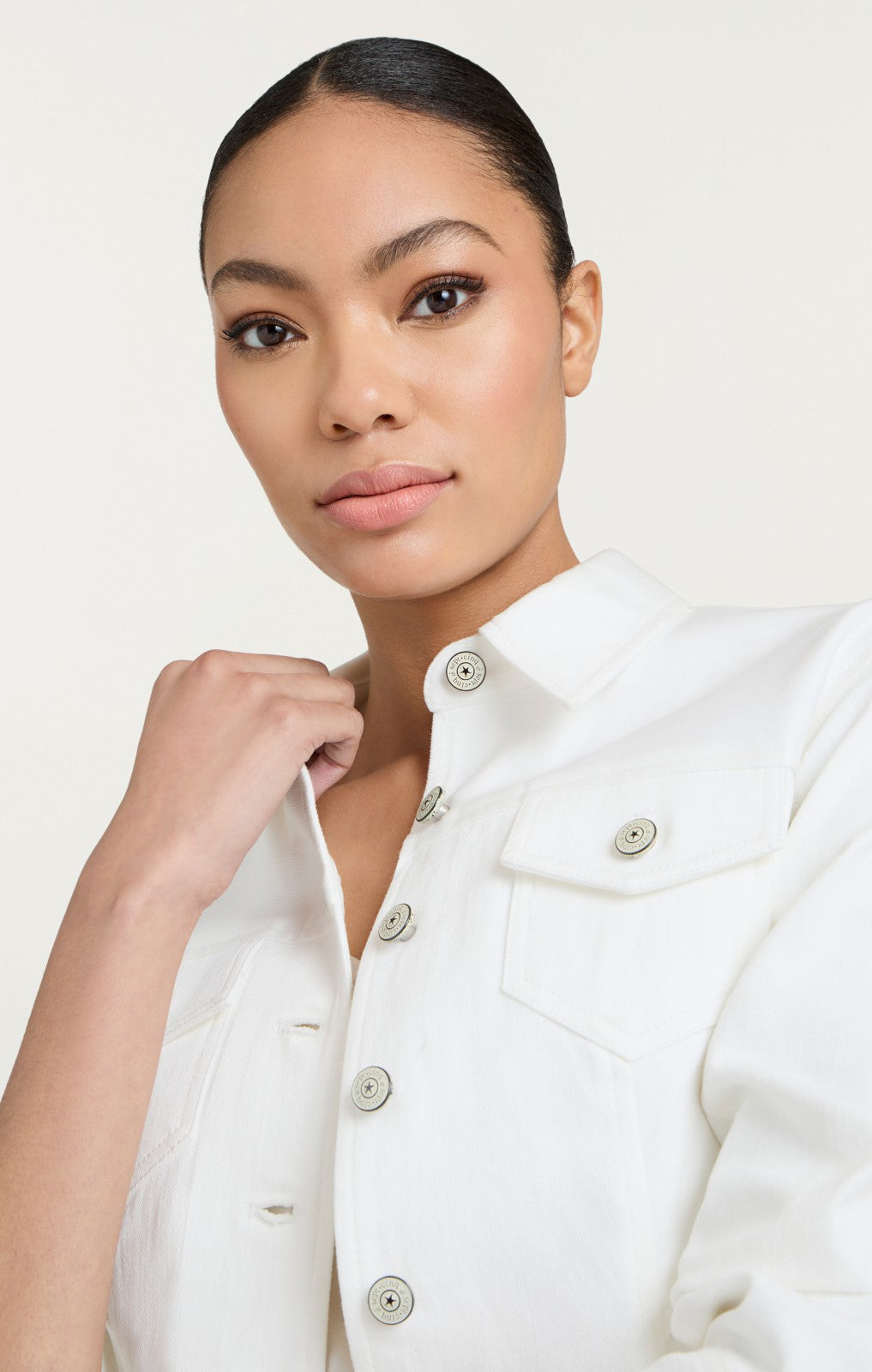 Women Denim Scrunched Canyon Jacket White