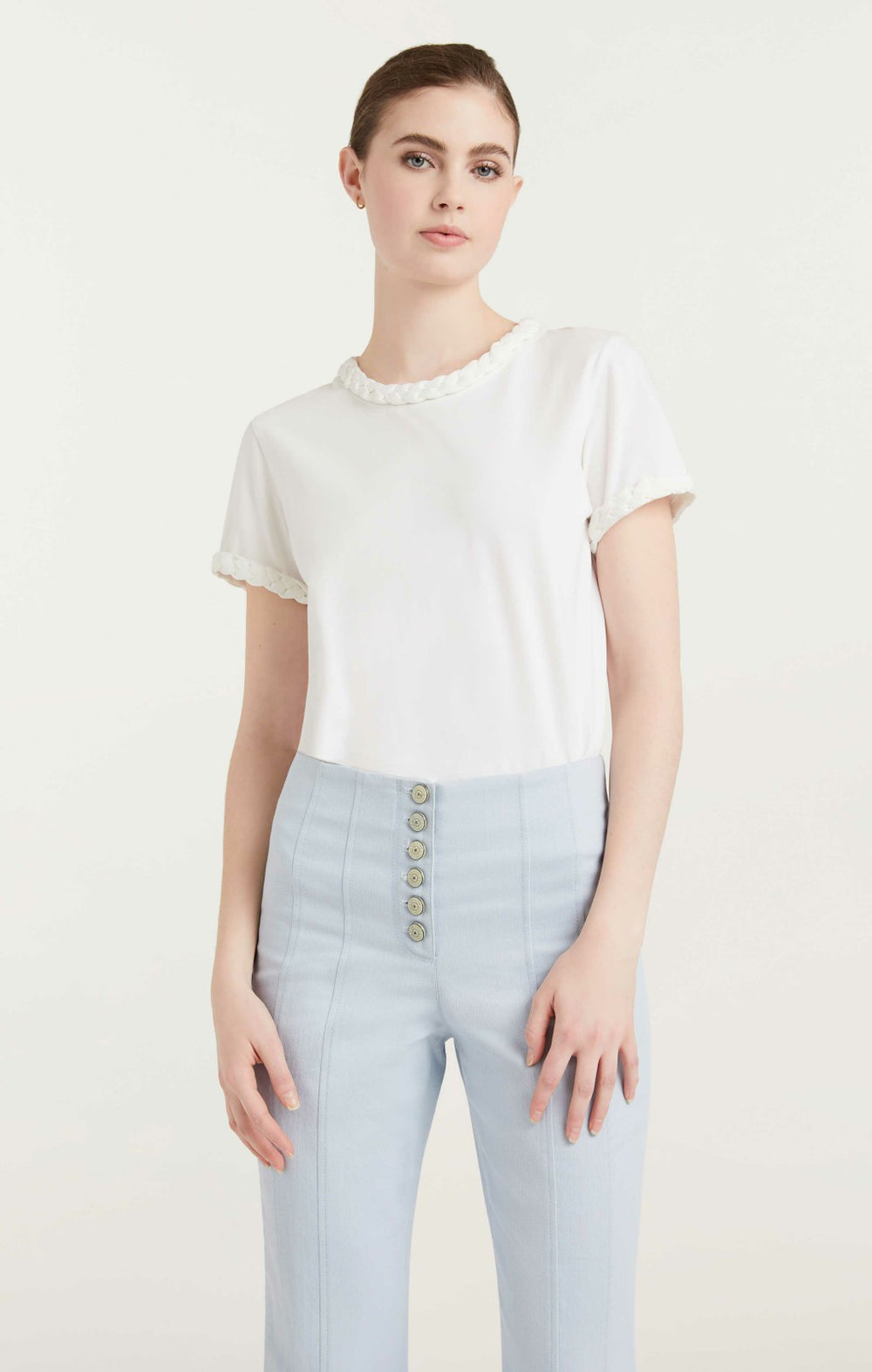 Women Braided Tee White