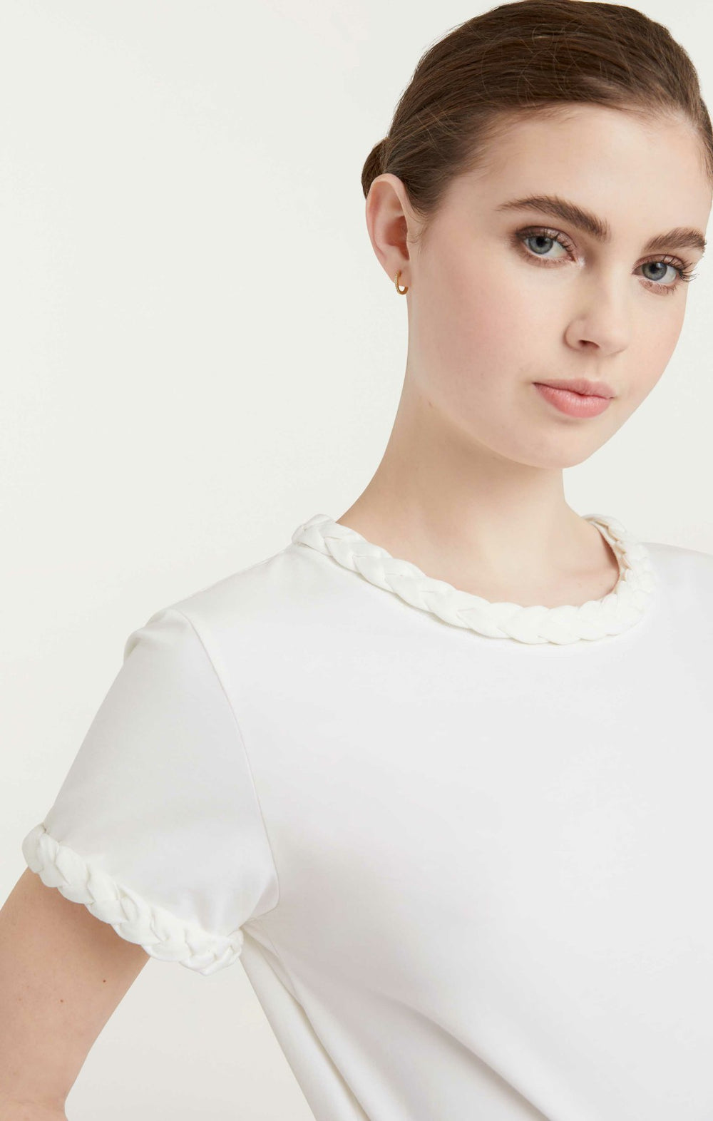 Women Braided Tee White