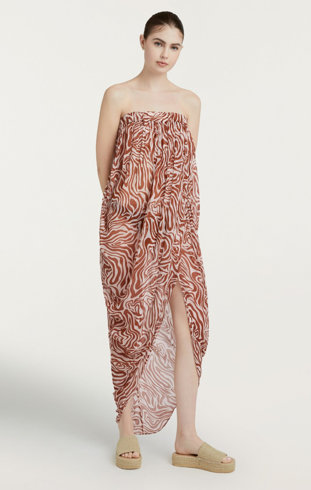 Women Woodblock Zebra Libbie Coverup Sequoia/Ivory