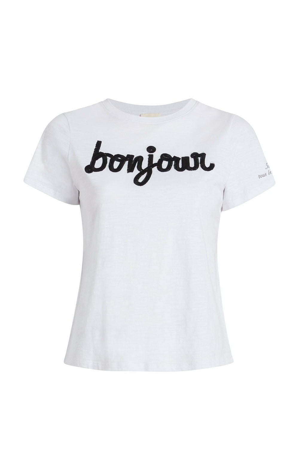 Women Shrunken Fringe Bonjour Tee White/Black