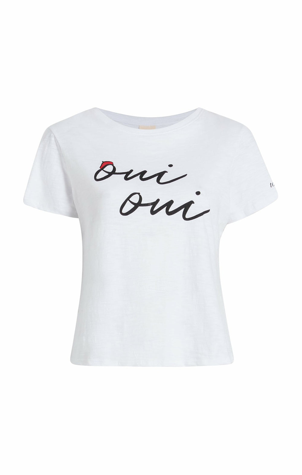 Women Shrunken Oui Oui Tee White/Black
