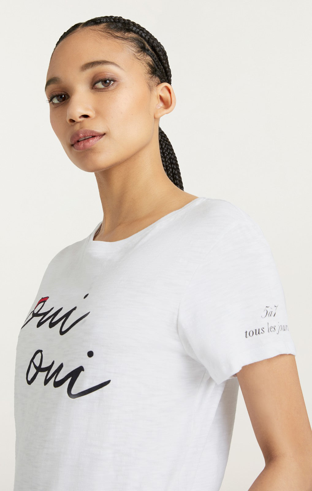 Women Shrunken Oui Oui Tee White/Black