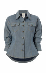 Women Reverse Denim Scrunched Canyon Jacket Light Indigo