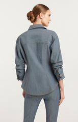 Women Reverse Denim Scrunched Canyon Jacket Light Indigo