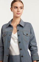 Women Reverse Denim Scrunched Canyon Jacket Light Indigo