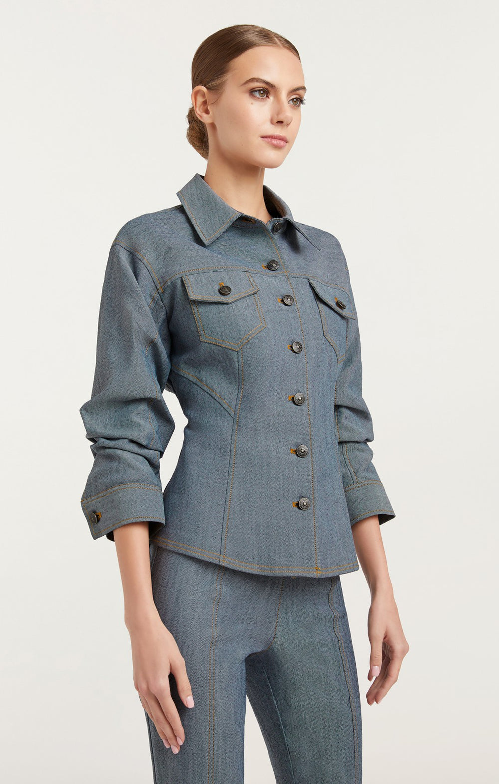 Women Reverse Denim Scrunched Canyon Jacket Light Indigo