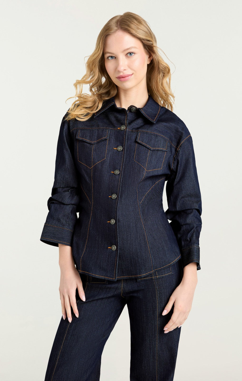 Women Denim Scrunched Canyon Jacket Indigo