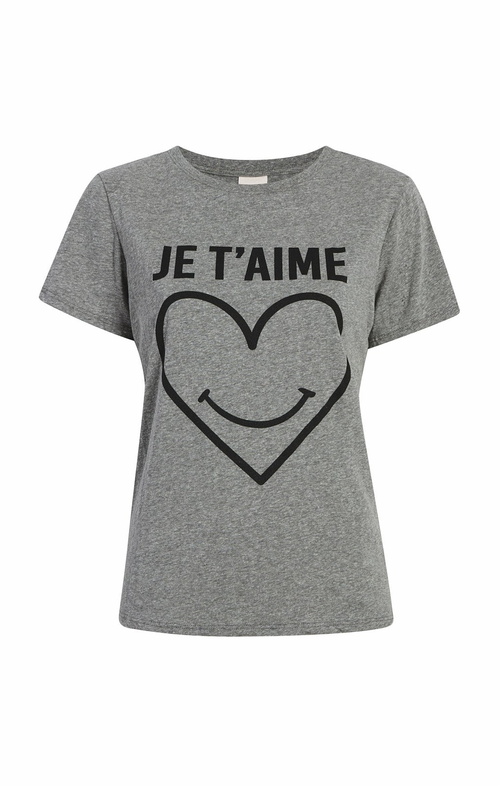 Women Smiling Heart Tee Heather Grey/Black