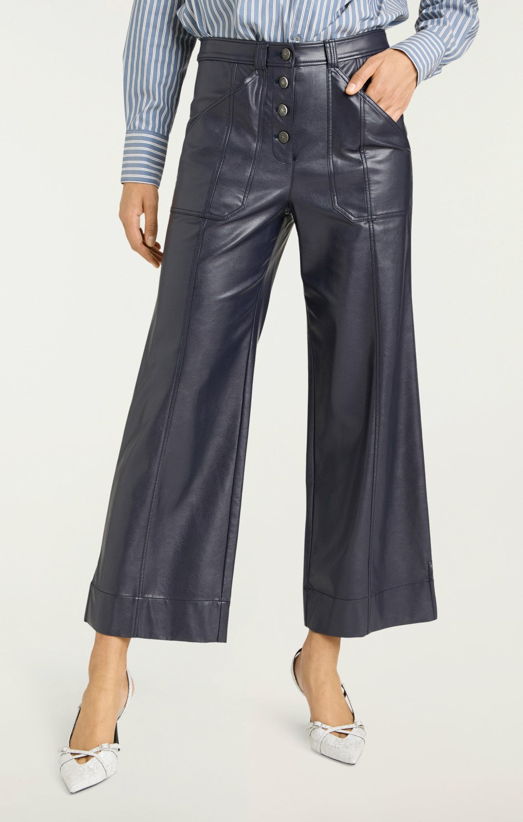 Women Vegan Leather Benji Pant Navy