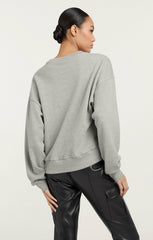 Women Rhinestone Paris New York Brandy Pullover Heather Grey/Black