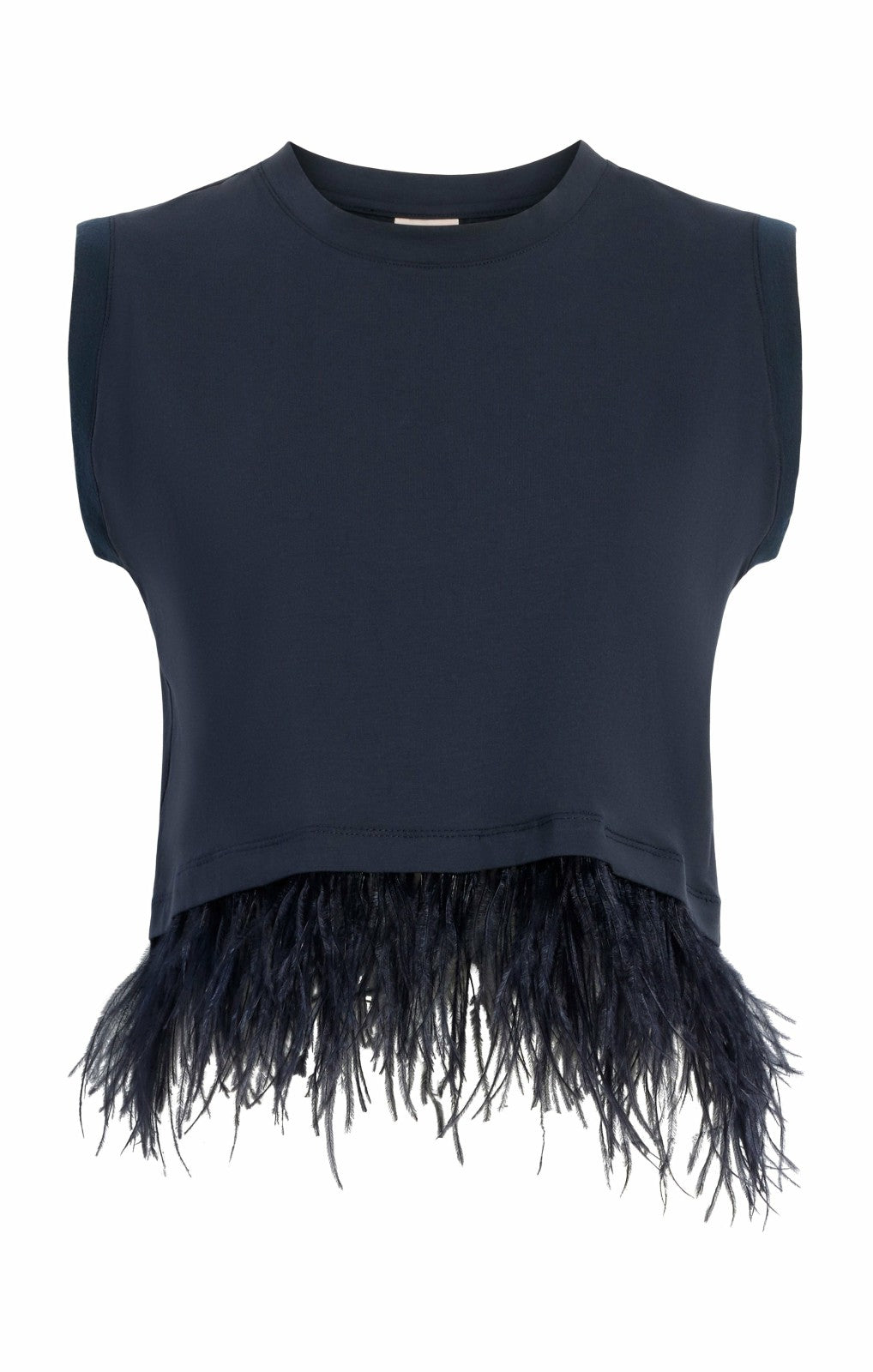 Women Cropped Feather Tee Navy