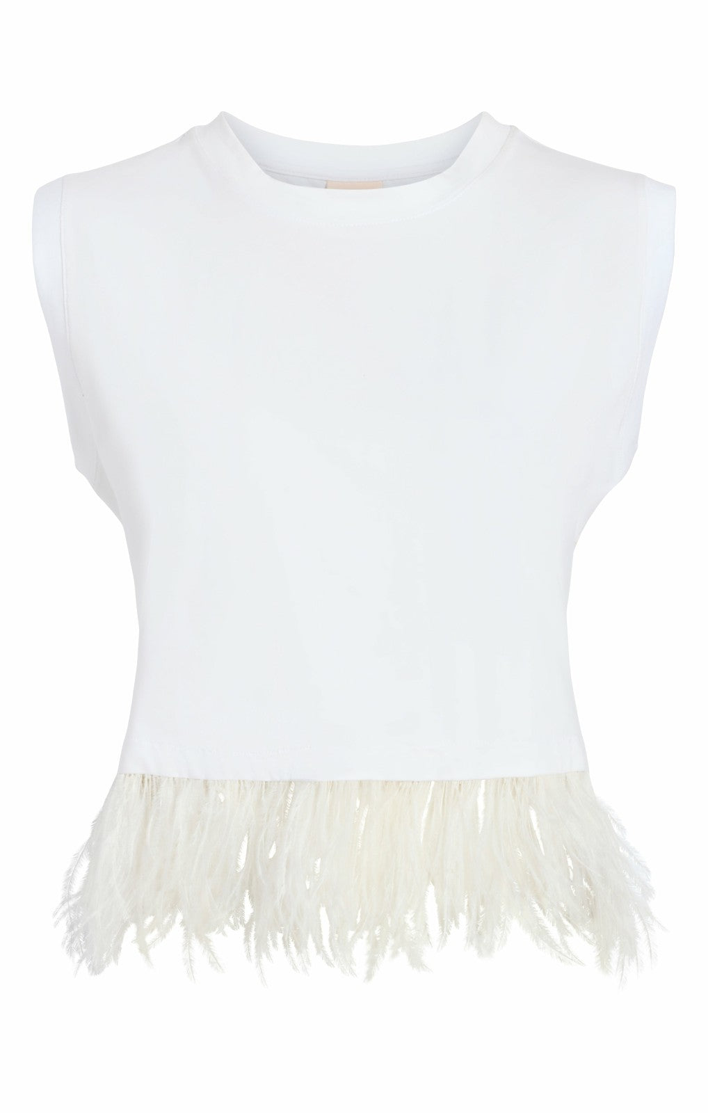 Women Cropped Feather Tee White