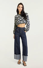 Women Graphic Floral Kamala Top Navy/Ivory