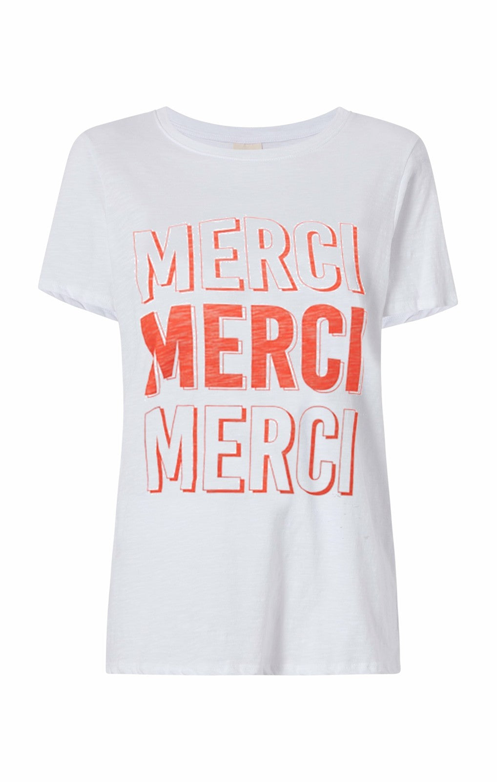 Women Pop Up Merci Merci Merci Tee White/Cherry Tomato