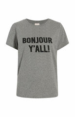 Women Bonjour Y'all Tee Heather Grey/Black