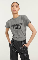 Women Bonjour Y'all Tee Heather Grey/Black