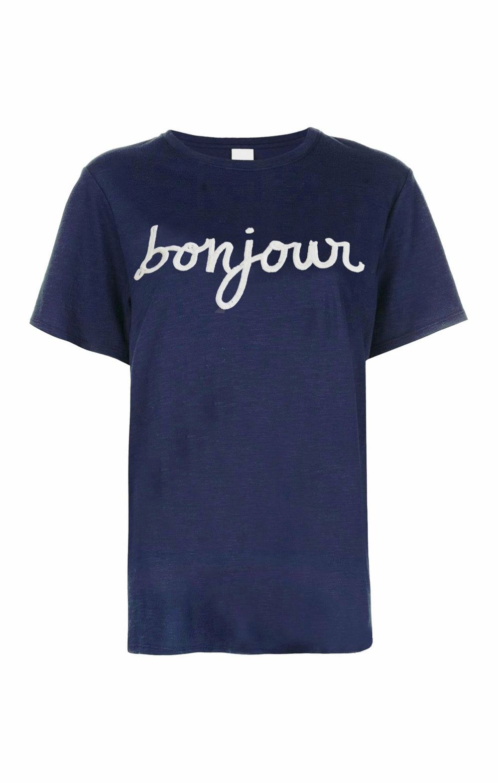 Women Sequined Bonjour Tee Navy/White