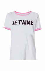 Women Two Tone Je T'aime Tee White/Carnation