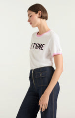 Women Two Tone Je T'aime Tee White/Carnation