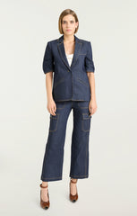 Women Denim Short Sleeve Khloe Blazer Indigo