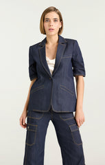 Women Denim Short Sleeve Khloe Blazer Indigo