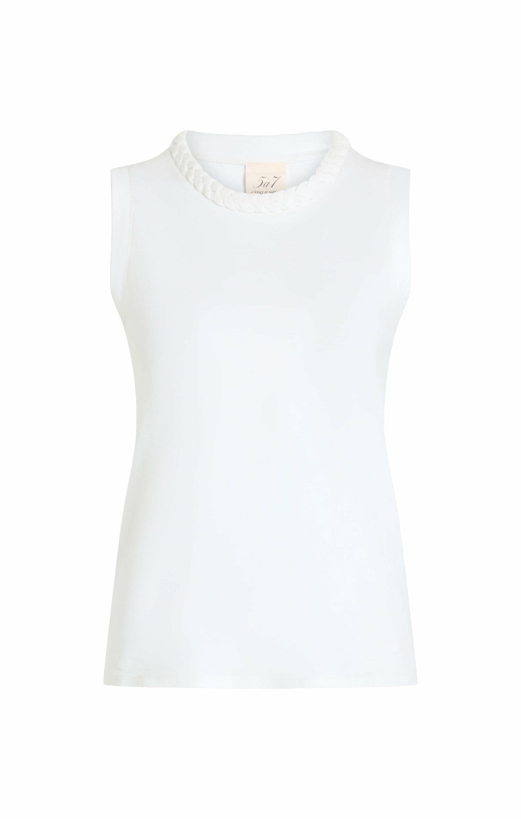 Women Sleeveless Braided Tee White