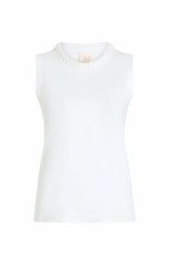 Women Sleeveless Braided Tee White