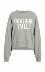 Women Bonjour Y'all Brandy Pullover Heather Grey/White