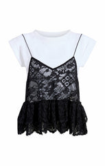 Women Lace Samantha Top White/Black