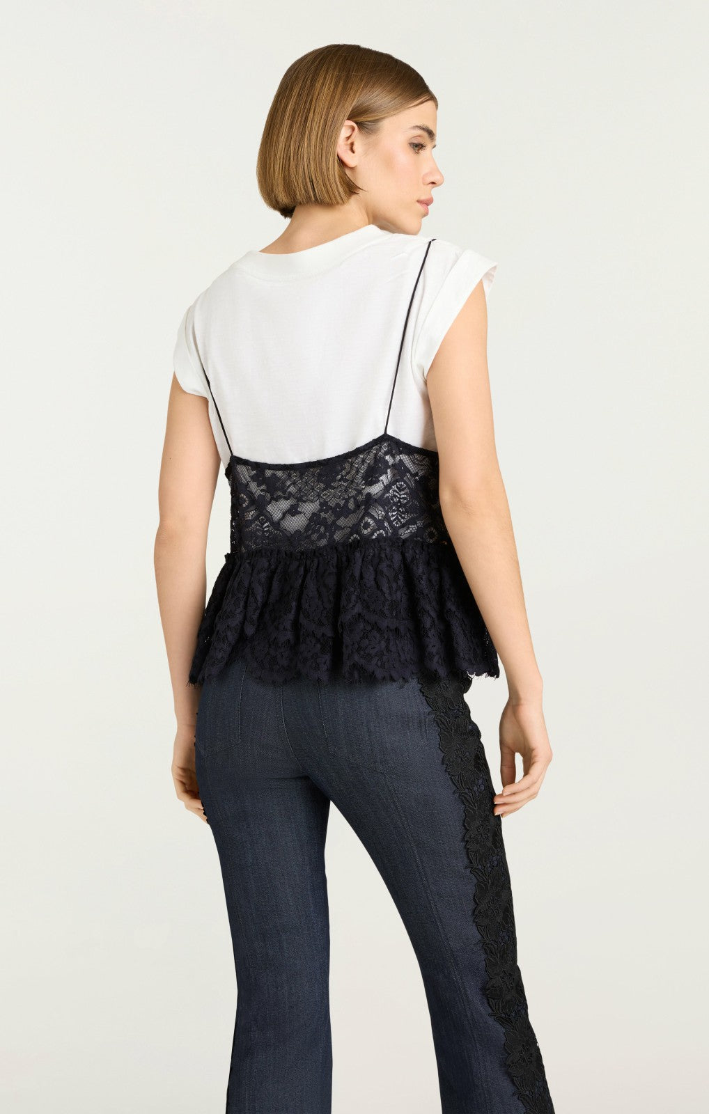 Women Lace Samantha Top White/Black