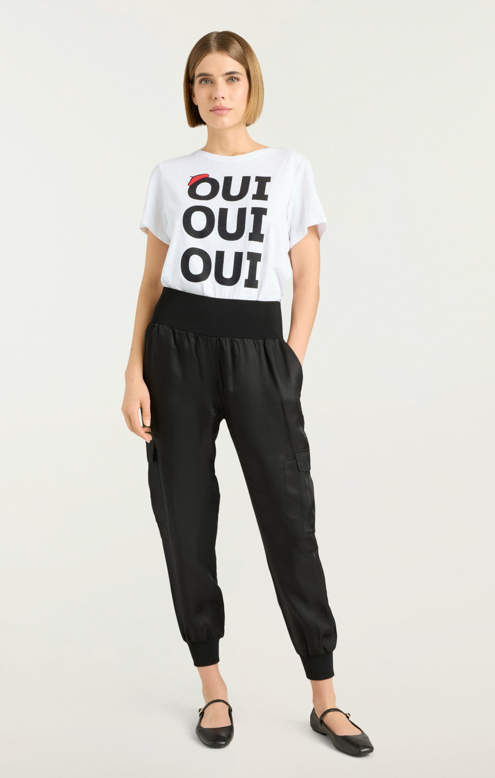 Women Oui Oui Oui Shrunken Tee White/Black