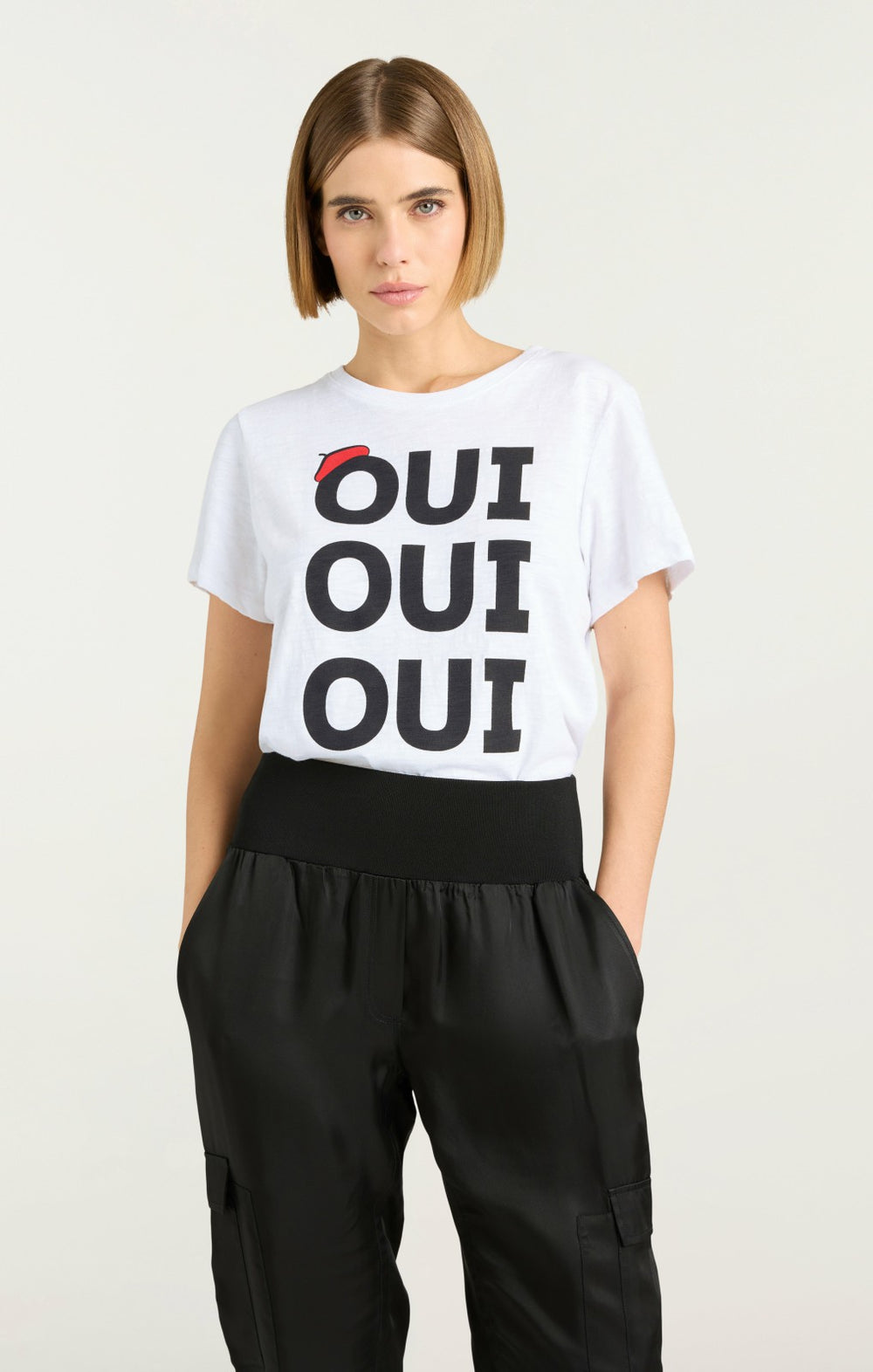 Women Oui Oui Oui Shrunken Tee White/Black