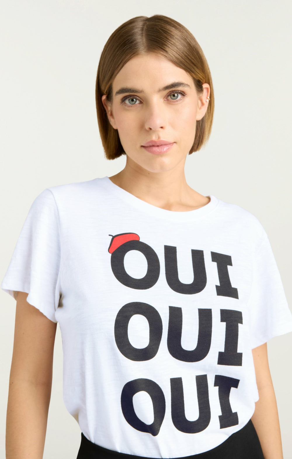 Women Oui Oui Oui Shrunken Tee White/Black