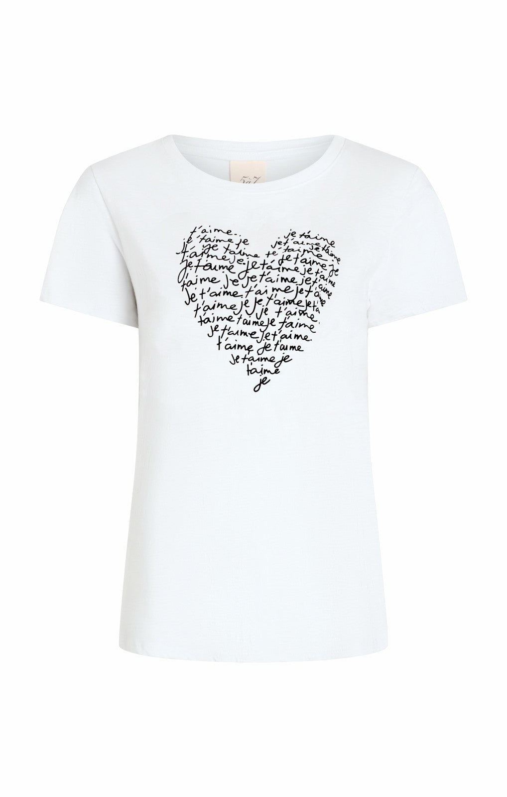 Women Je T'aime Heart Tee White/Black