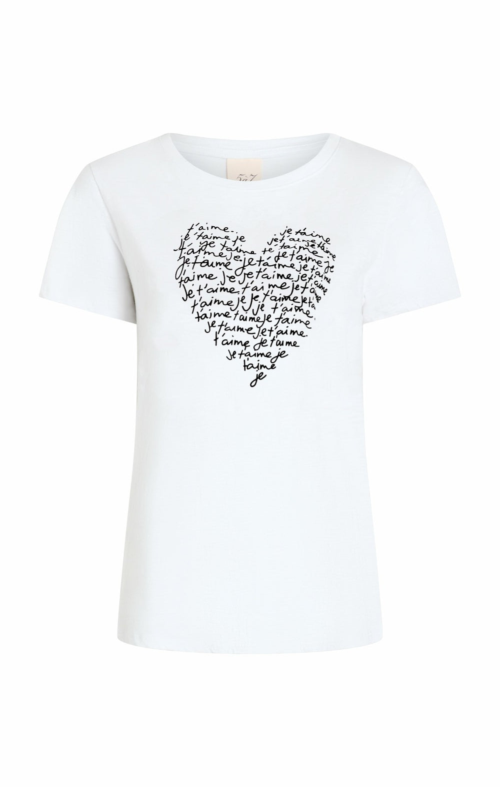 Women Je T'aime Heart Tee White/Black