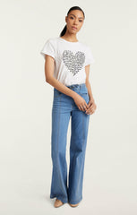 Women Je T'aime Heart Tee White/Black