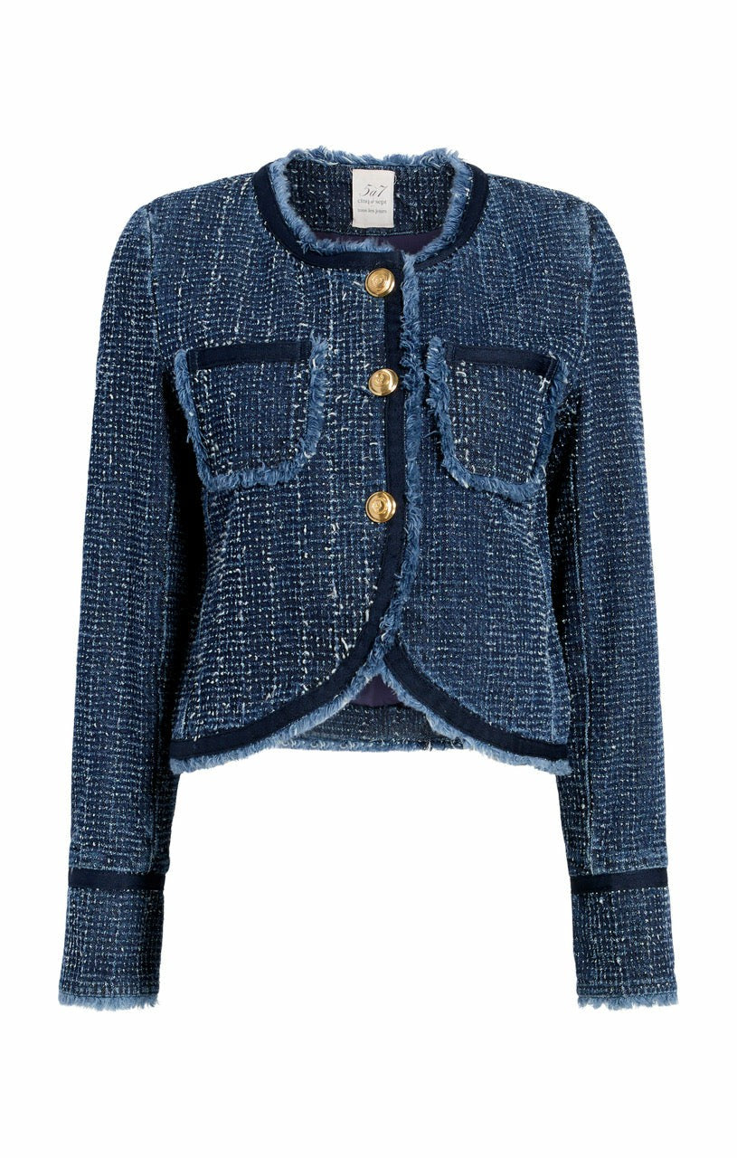 Women Boucle Denim Zanda Jacket Indigo
