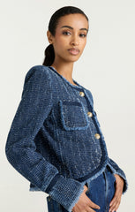 Women Boucle Denim Zanda Jacket Indigo