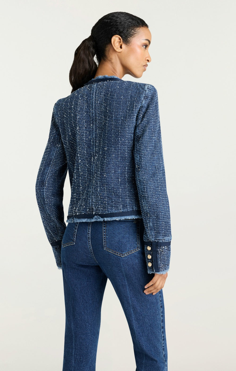 Women Boucle Denim Zanda Jacket Indigo
