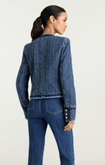 Women Boucle Denim Zanda Jacket Indigo